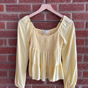 Planet Gold Yellow Smocked Blouse